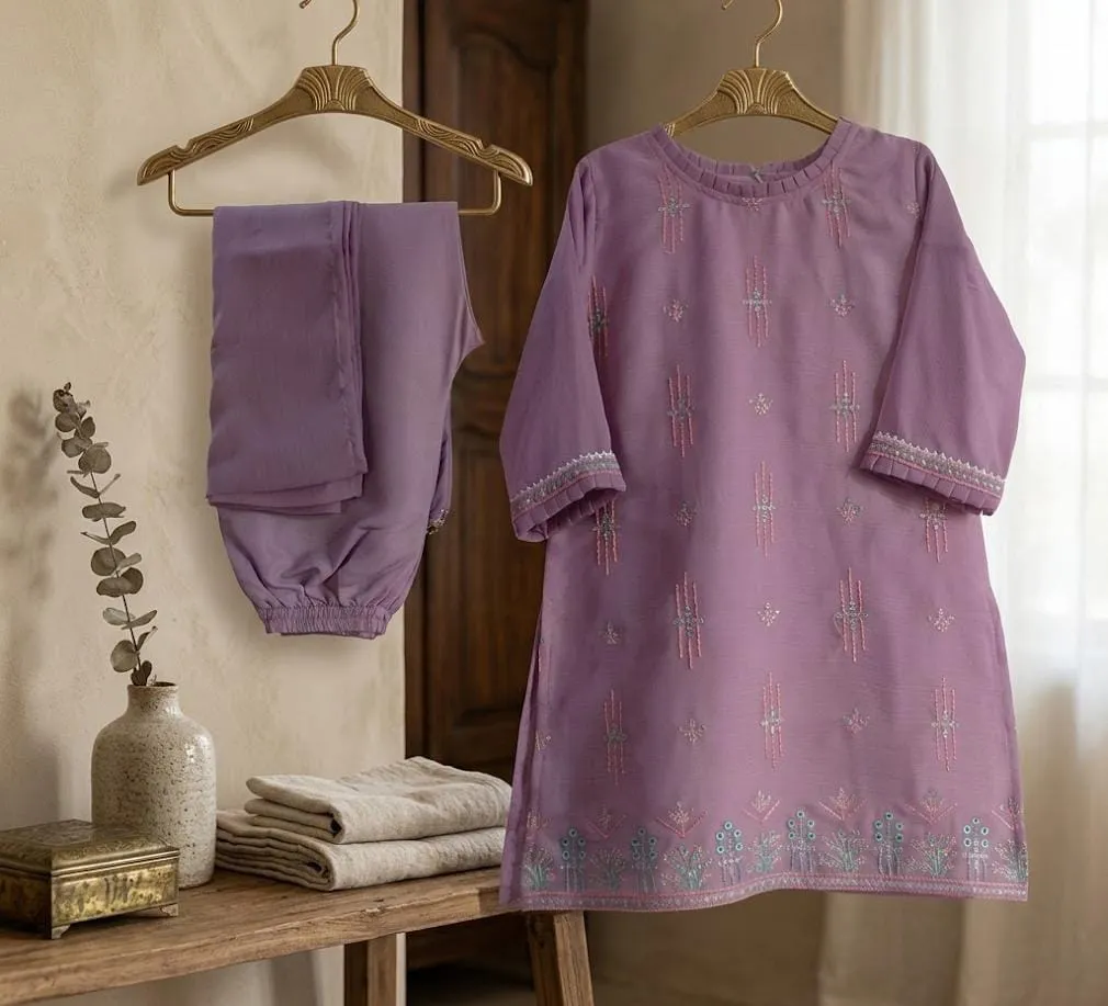 Frilled Embroidered Chiffon Set